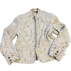 Relativity Cream Corduroy Jacket with Floral Details